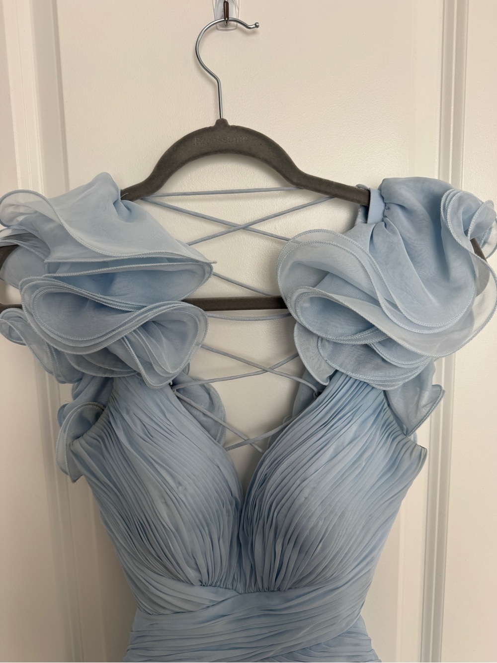 Mac Duggal Ethereal Light Blue Ruffled Tulle Gown - Picture 6 of 16